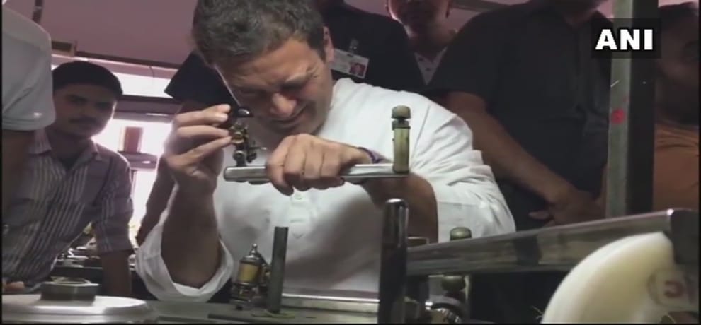 Gujarat Congress Vice President Rahul Gandhi in Surat meeting with traders