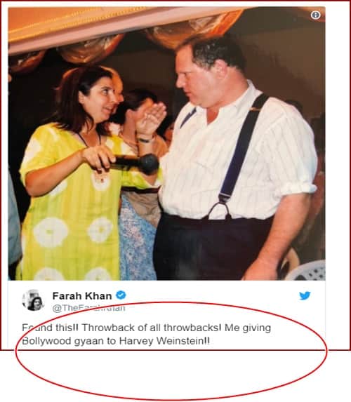 Farah Khan Shared picture with sexual harassment accused producer Harvey Weinstein 