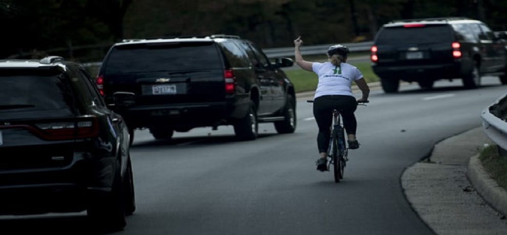 Cyclist Who show middle finger to Trump Loses Her Job