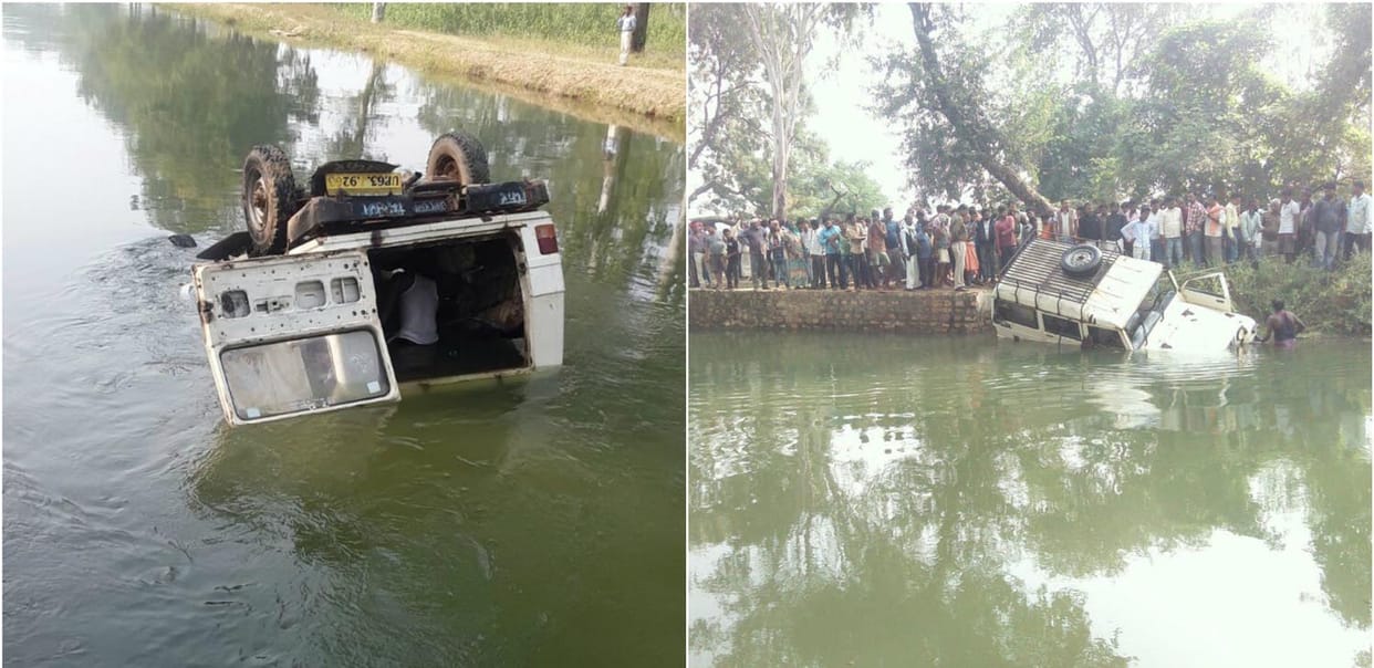 mirzapur school van turn down into canal