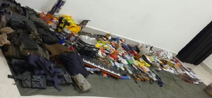 Ammunition and material recovered from six naxals killed by security forces in Narayanpur Abujmarh