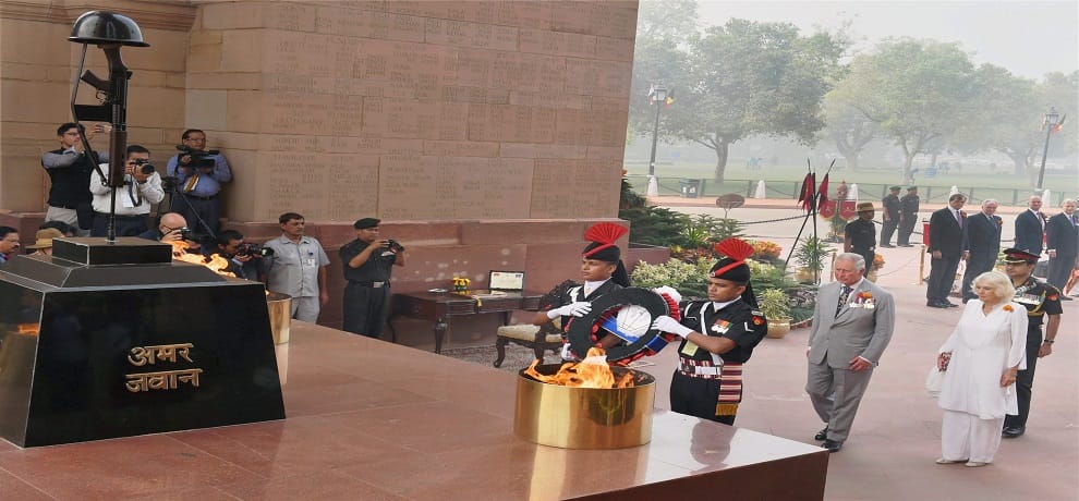 Prince Charles paid tribute to the martyrs at Amar Jawan Jyoti