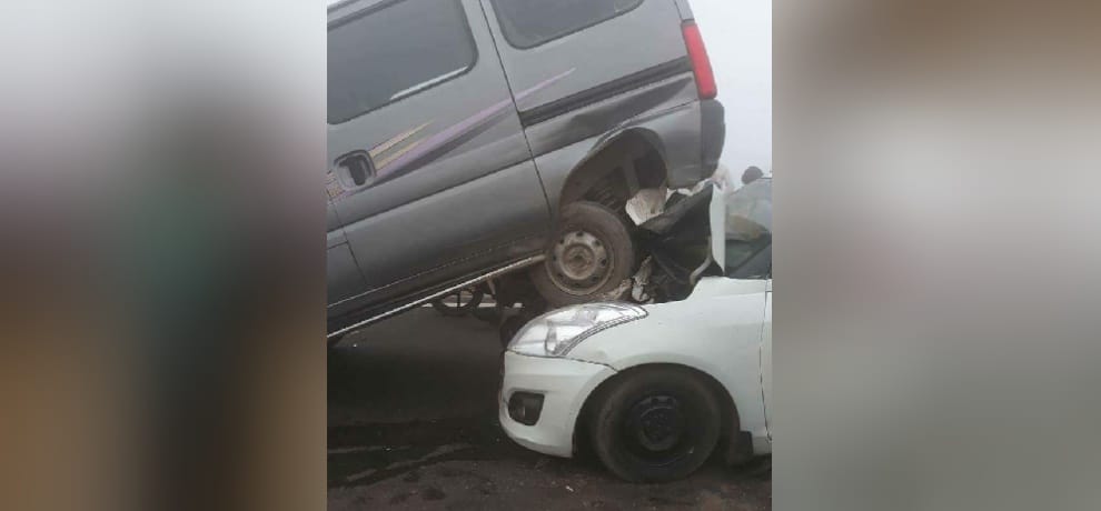 accident of two dozen vehicles due to smog in palwal