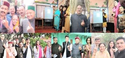 himachal assembly election 2017 dhumal virbhadra kaul singh cast their votes