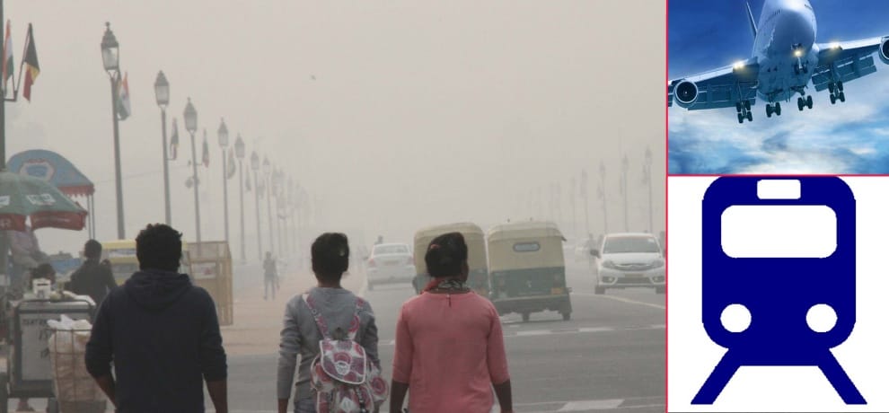due to smog many special trains will be abrogated and two hundred fifty planes are also getting late