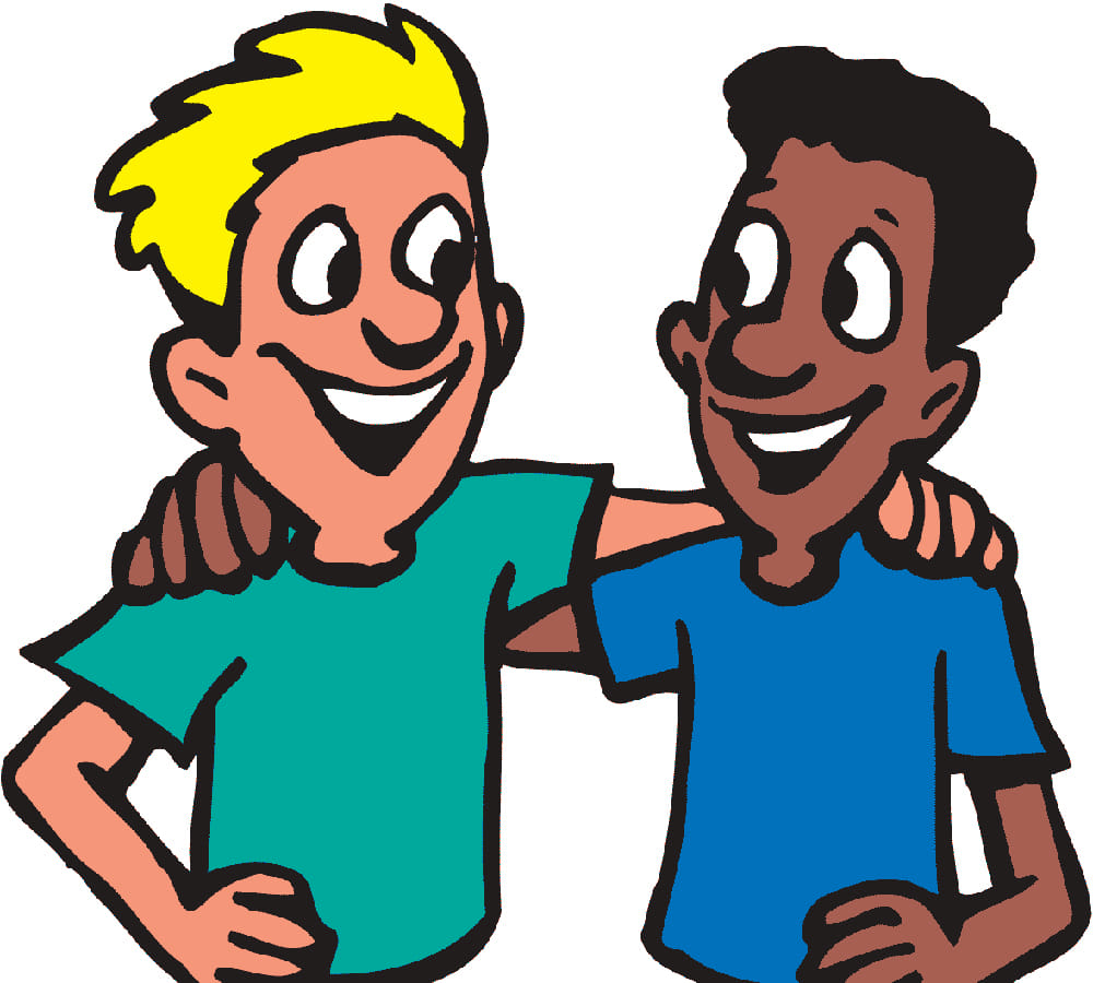 two friends in college joke