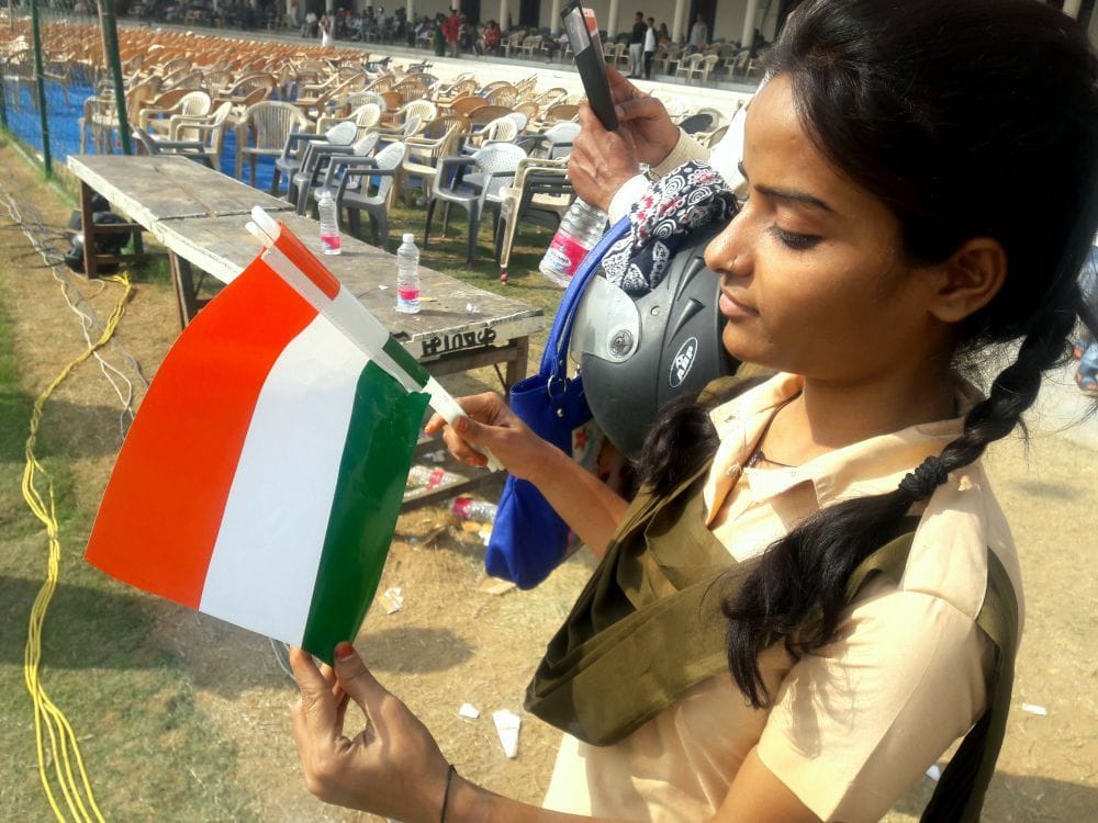 National flag insulted in jaipur during the vande matram programme