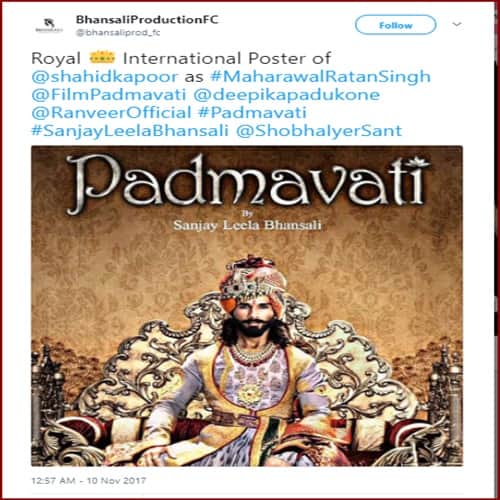  Here is new poster of Padmavati, See stunningly regal look of Shahid Kapoor