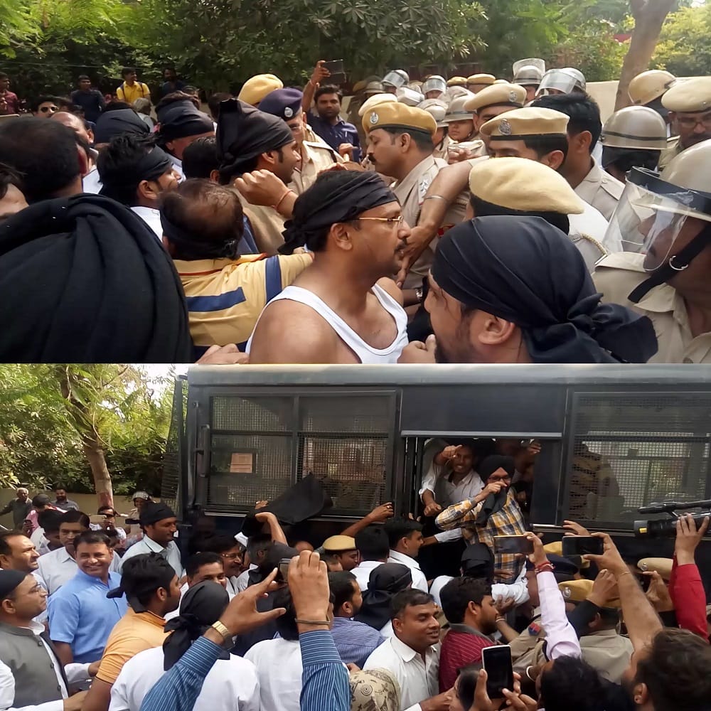 congress protest with buffaloes to show black remark to bjp
