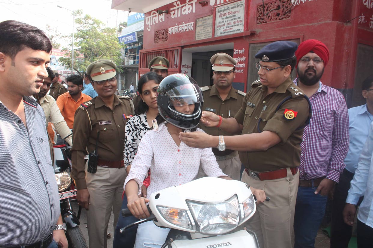 helmet distributed in bikers