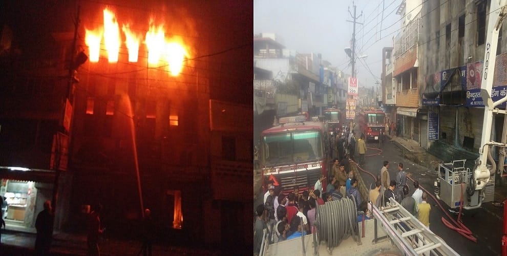 दुकानों में लगी आग से एक करोड़ का नुकसान