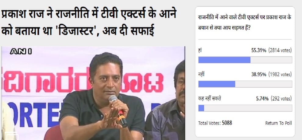 Amar Ujala Poll: prakash raj comment on actors to join politics is right
