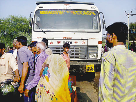 dumper rammed a school boy while returning to home 