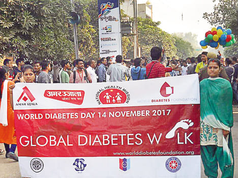 Organized marathon run on diabetes day