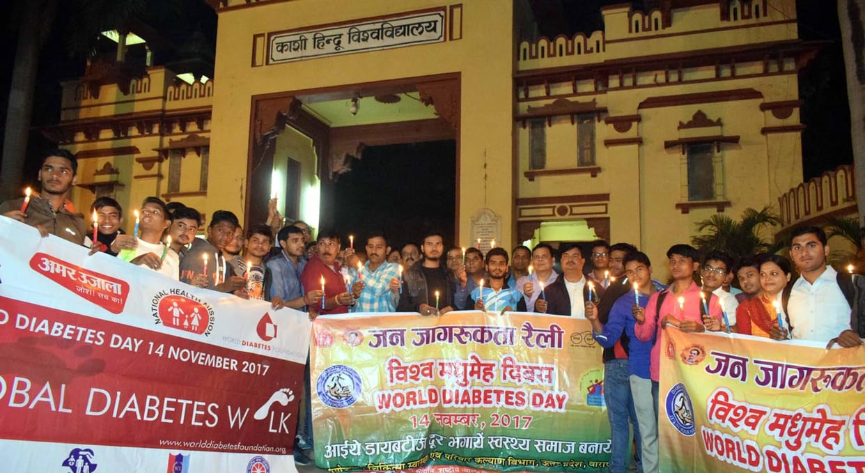 global diabetes walk in varanasi for world diabetes day