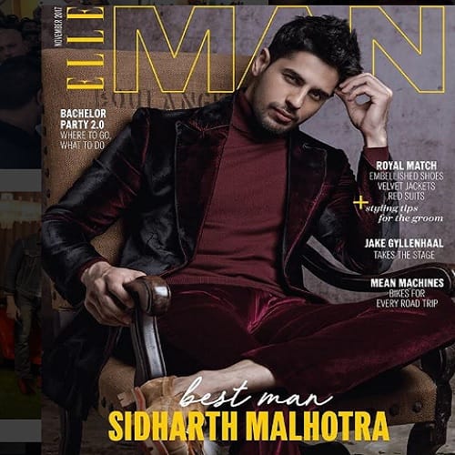 Bollywood actor Sidharth Malhotra royal photo shoot for Elle magazine 