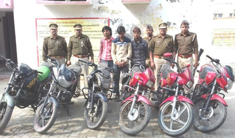 चोरी की बाइक बेचने वाले गिरोह के तीन सदस्य दबोचे