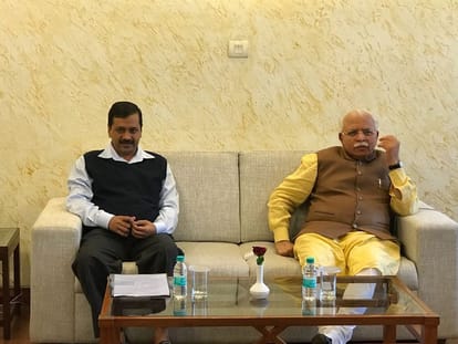 delhi cm arvind kejriwal meeting with haryana cm manohar lal khattar on smog