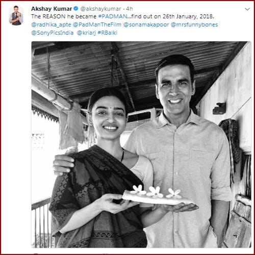 Here is first look of Akshay Kumars Padman, sonam and Radhika is looking vibrant