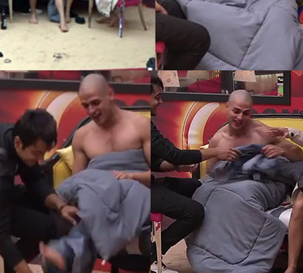 Priyank Sharma pull down clothes in front of Hina Khan and sapna chaudhary