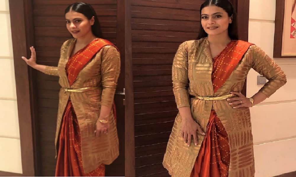 Try this winter saree style of Kajol and look different in parties 