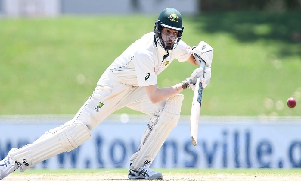Jason Sangha brings up his maiden first-class ton against England