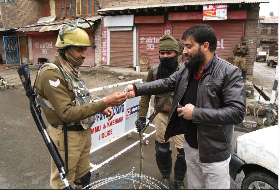 Restrictions in srinagar, train service suspended