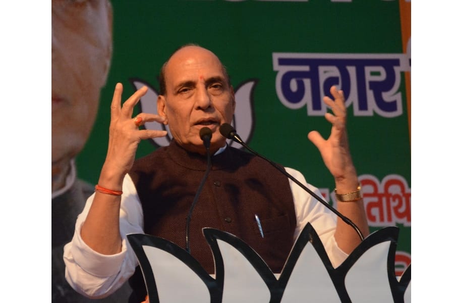 rajnath singh in lucknow nagar nikay election.