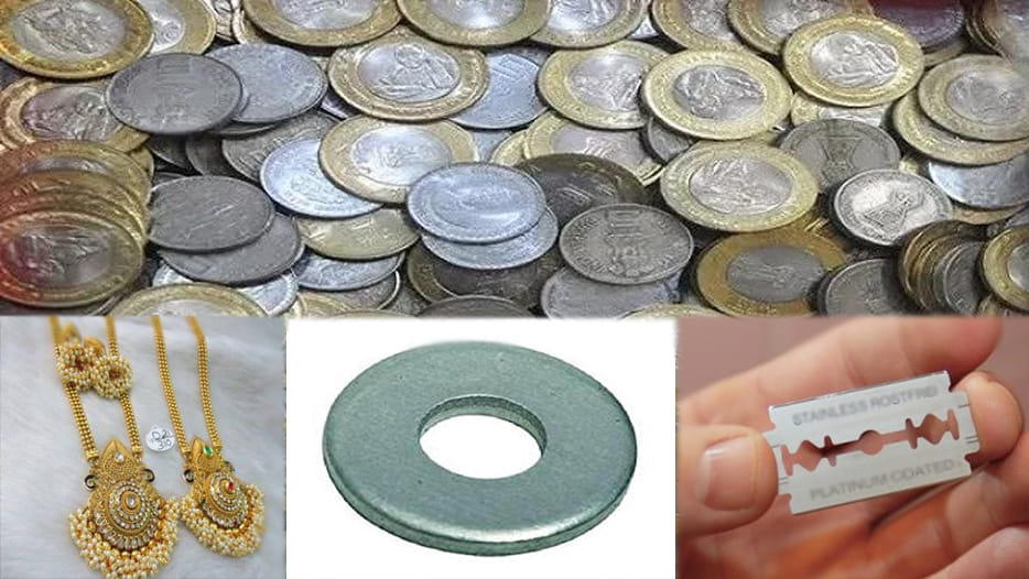 to make Blades, washers, parts and jewelery coins are smuggled