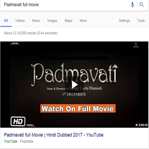 Padmavati full movie is going viral on you tube, here is reality