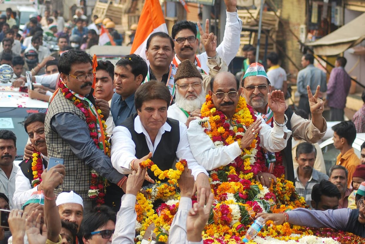 raj babbar in agra for road show