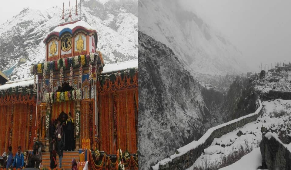 snowfall in uttarakhand badrinath, gangotri and yamunotri