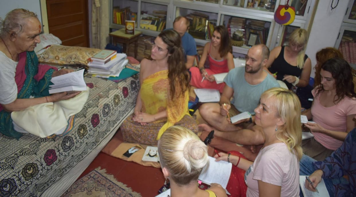 Ukraine country boys and girls came kashi for learn sanskrit