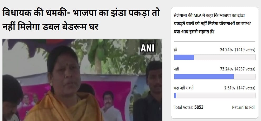 Amar Ujala Poll: Telangana trs mla statement on bjp flags and govt schemes is not right
