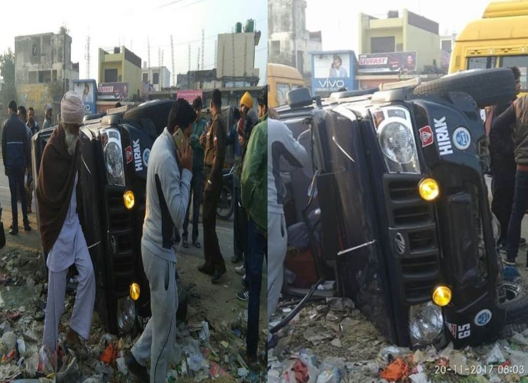 Army officer Jeep crushed the labour