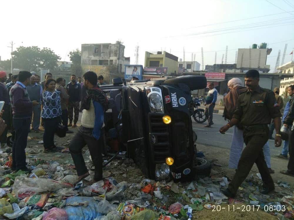 Army officer Jeep crushed the labour