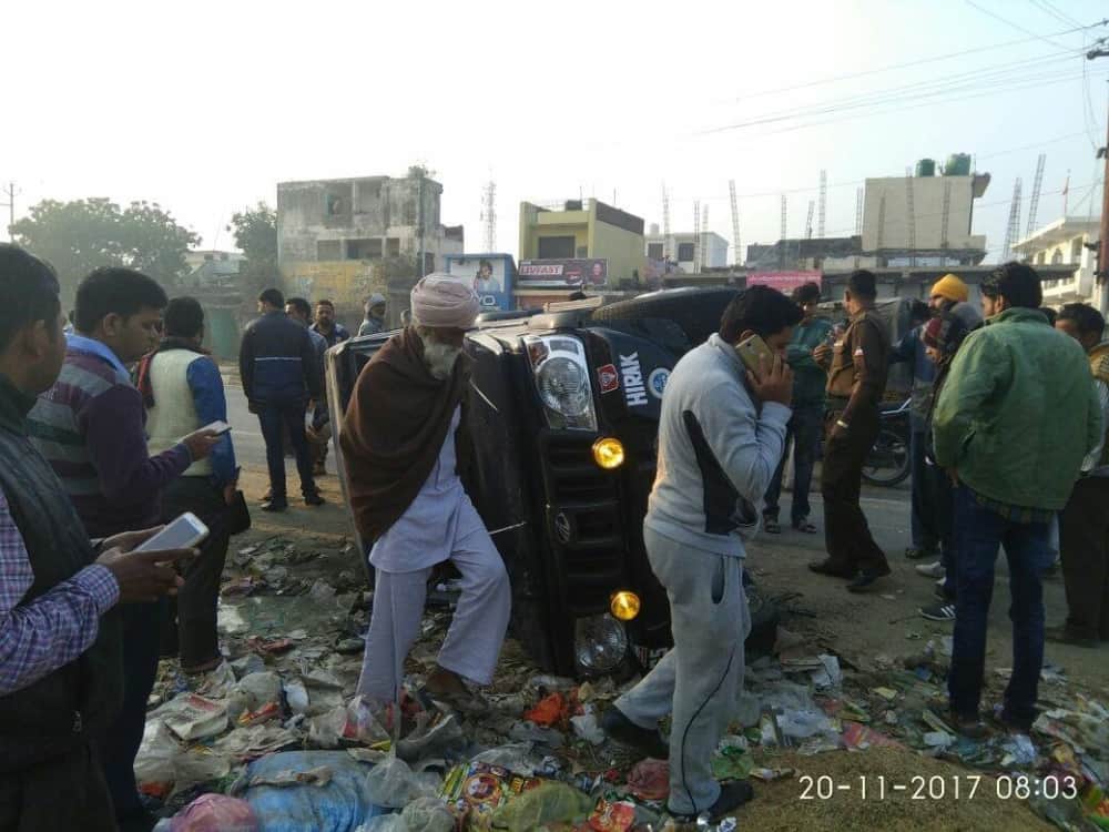 Army officer Jeep crushed the labour