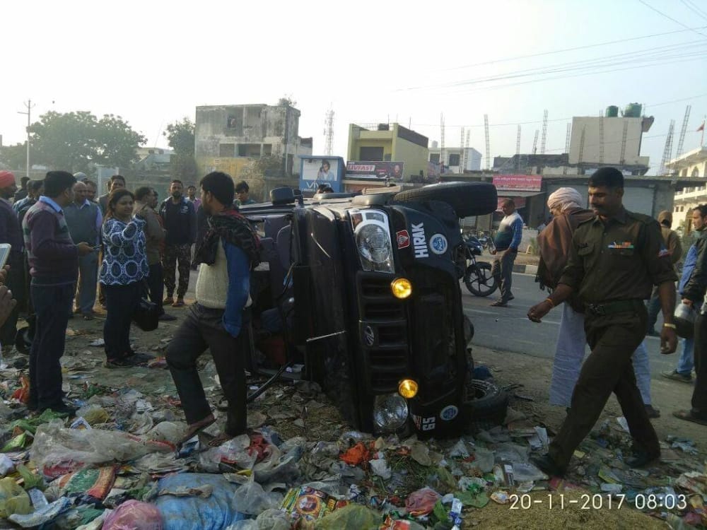 Army officer Jeep crushed the labour