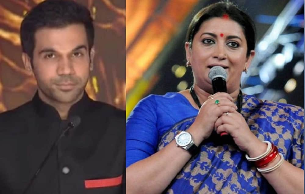 At IFFI 2017 Rajkummar Rao Makes Fun Of Smriti Irani While   Minister Shuts Mouth With Her Reply