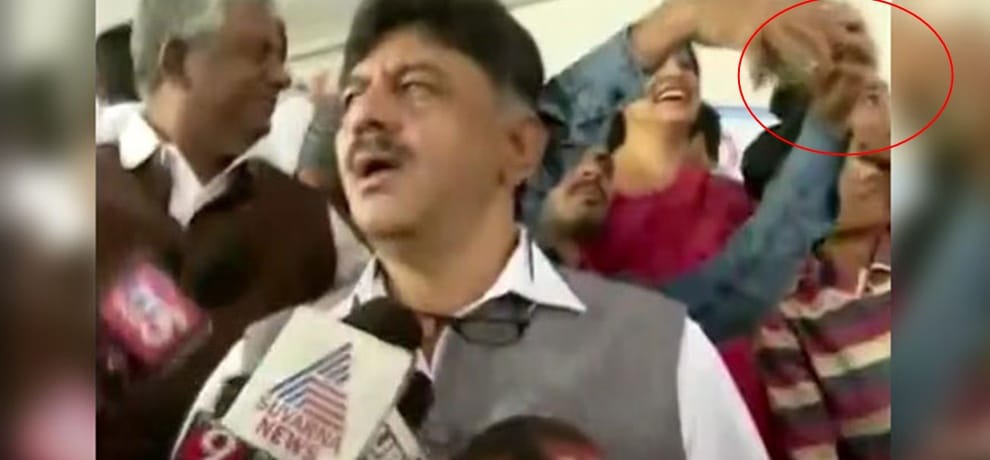 Karnataka Minister Shivakumar Hits Man who Clicking Selfie