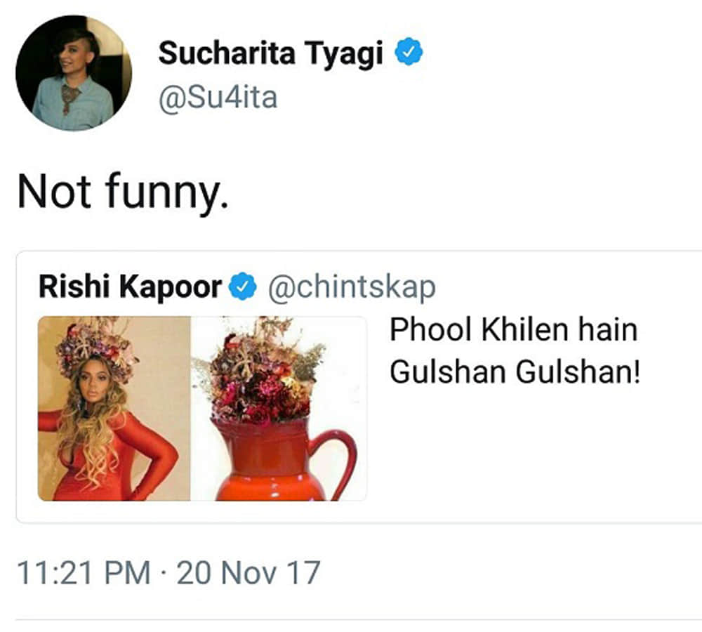 Rishi Kapoor abuses a woman twitter user says shame on you