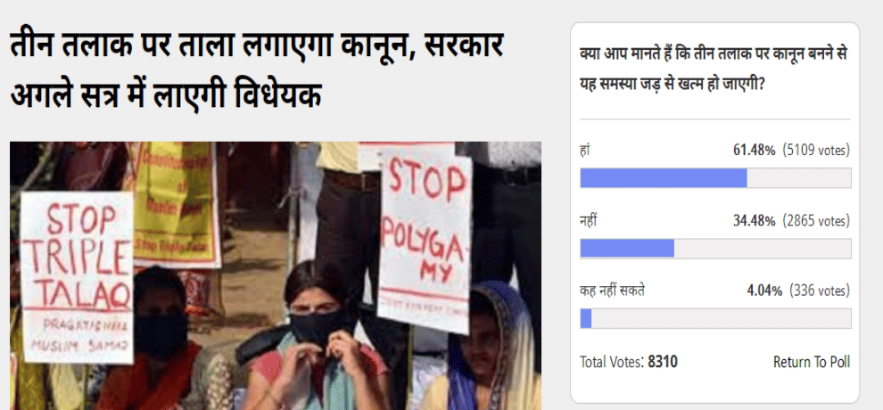 Amar Ujala poll: Law on triple talaq will solve the problem