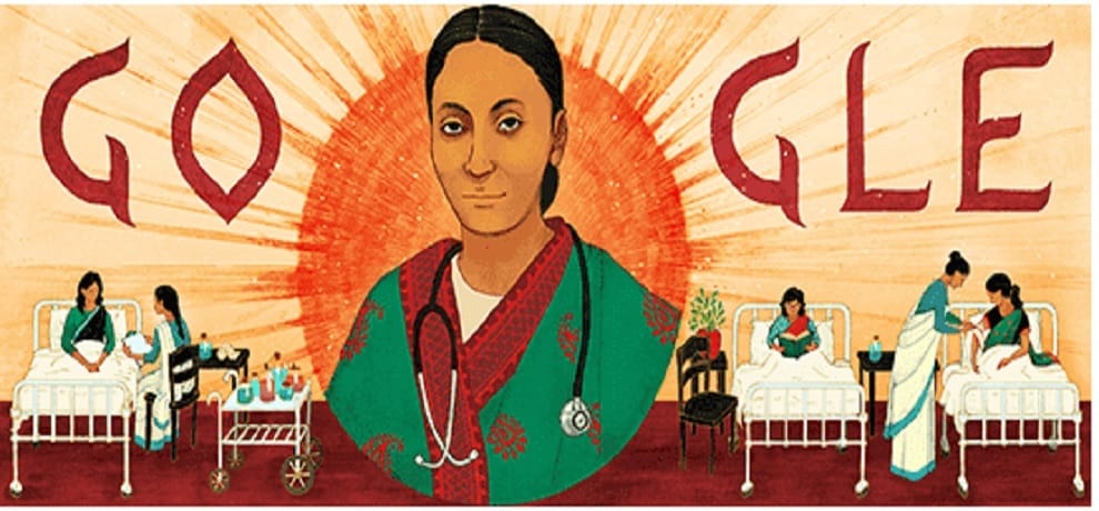 today Google Doodle on first indian woman physician Rukhmabai 