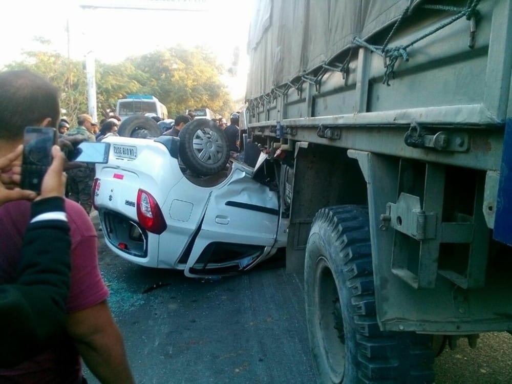horrible photos of accident by army truck and car in haldwani