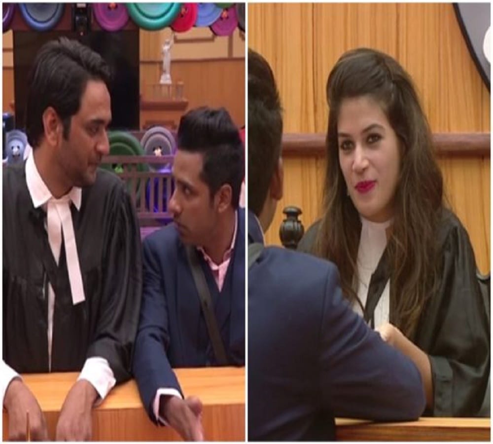 bigg boss 11 puneesh flirts with bandgi kalra in courtroom 