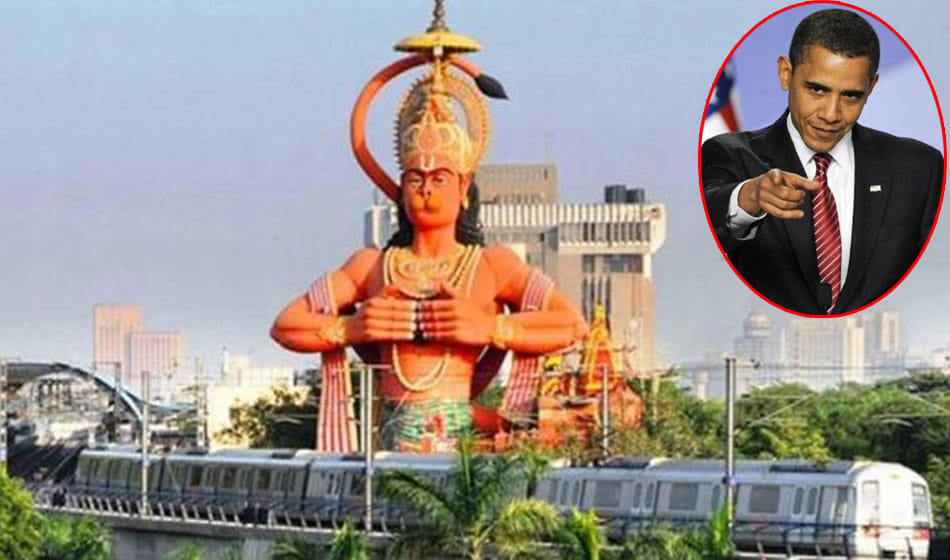 108 feet high hanuman statue in delhi has connection with ex american president barack obama