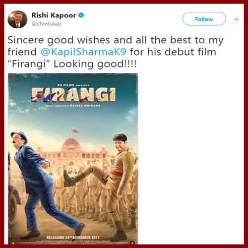 Rishi Kapoor trolls in social media after wishing Kapil Sharma good luck for his film Firangi