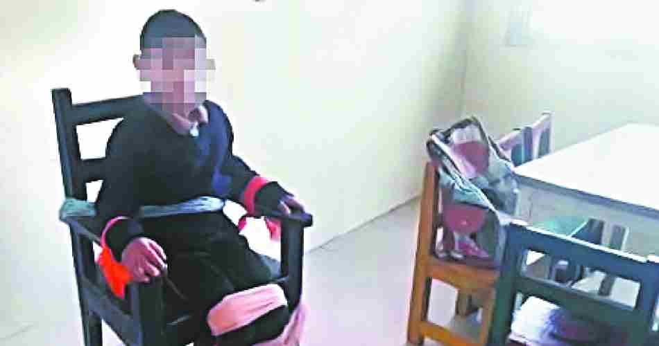 special child tied with chair at patiala
