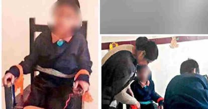 special child tied with chair at patiala
