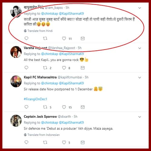 Rishi Kapoor trolls in social media after wishing Kapil Sharma good luck for his film Firangi